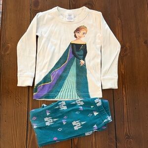 Hanna Andersson Kids Pajama Set - White and Teal with Princess Design